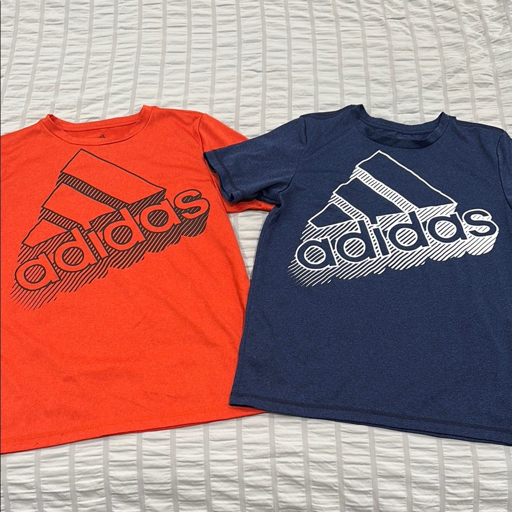Adidas Youth Graphic T-Shirts Dry Fit Orange & Blue